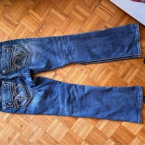 Rock Revival Blue Bootcut Jeans for Men
